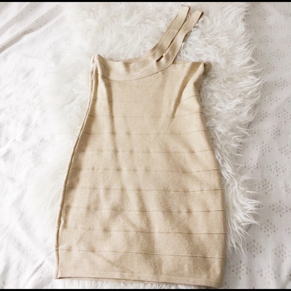 Gold Shimmery One Shoulder Dress - Picture 6 of 9